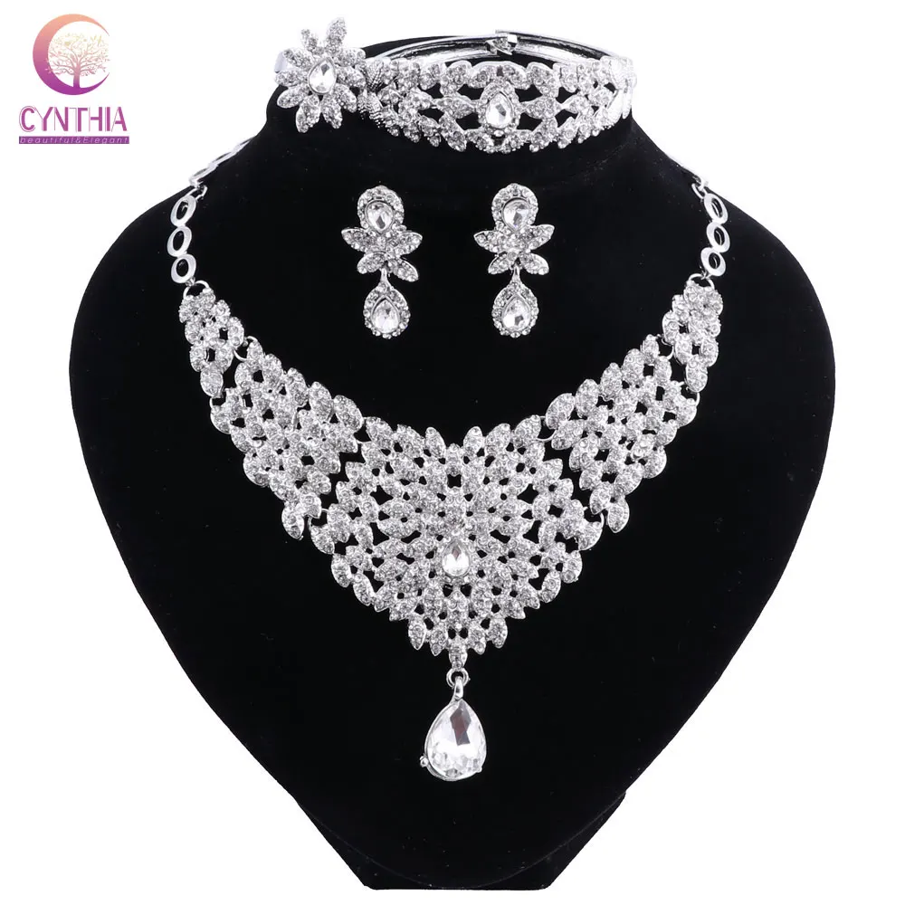 Wedding Jewelry Crystal Rhinestone Silver Plated Necklace Earrings Bracelet Ring Set for Women Wedding Party Bridal Jewelry sets
Wedding Jewelry Crystal Rhinestone Silver Plated Necklace Earrings Bracelet Ring Set for Women Wedding Party Bridal Jewelry sets