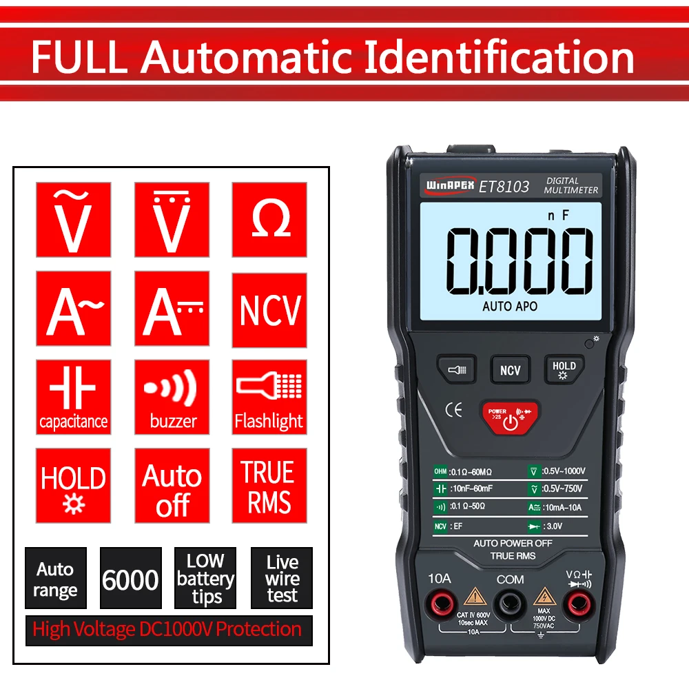 Mini Fully Aotomatic Identification Intelligent Digital Multimeter Pocket Watch LCD Display True RMS Voltage Resistance
Mini Fully Aotomatic Identification Intelligent Digital Multimeter Pocket Watch LCD Display True RMS Voltage Resistance