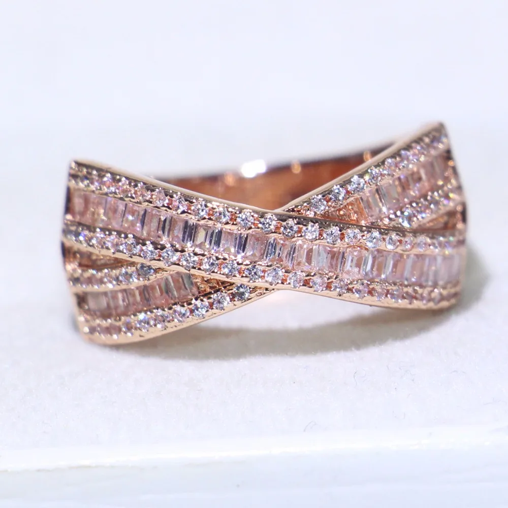 2018 New Arrival Sparkling Belt Luxury Jewelry 925 Silver&Rose Gold Fill Cross Ring Princess 5A Zirconia Women Wedding Band Ring
2018 New Arrival Sparkling Belt Luxury Jewelry 925 Silver&Rose Gold Fill Cross Ring Princess 5A Zirconia Women Wedding Band Ring