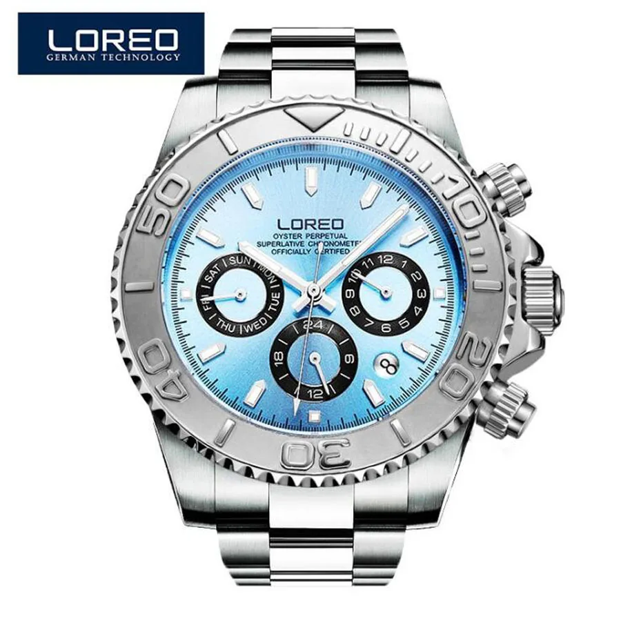 LOREO Men's Watches Top Brand Luxury Sapphire Automatic Mechanical Watch Men Stainless steel 200 Waterproof Blue Dial Watch
LOREO Men's Watches Top Brand Luxury Sapphire Automatic Mechanical Watch Men Stainless steel 200 Waterproof Blue Dial Watch