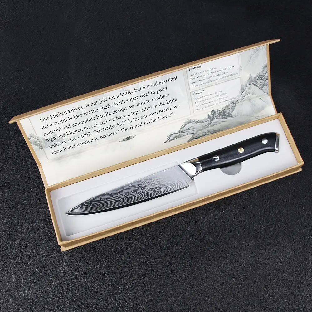 SUNNECKO Professional 5" Utility Knife Damascus Steel Sharp Blade Strong Hardness Kitchen Knives G10 Handle Fruit Cutter Knife
SUNNECKO Professional 5" Utility Knife Damascus Steel Sharp Blade Strong Hardness Kitchen Knives G10 Handle Fruit Cutter Knife
