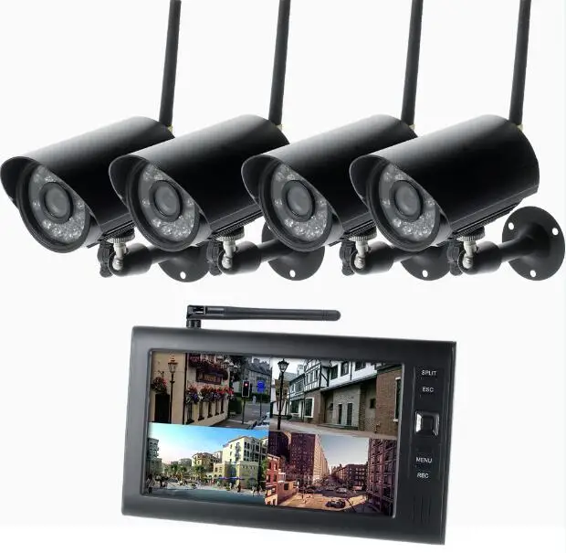 Yobangsecurity 7 дюймов tft цифровая 2.4 г Беспроводной Камера S аудио-видео Регистраторы 4ch