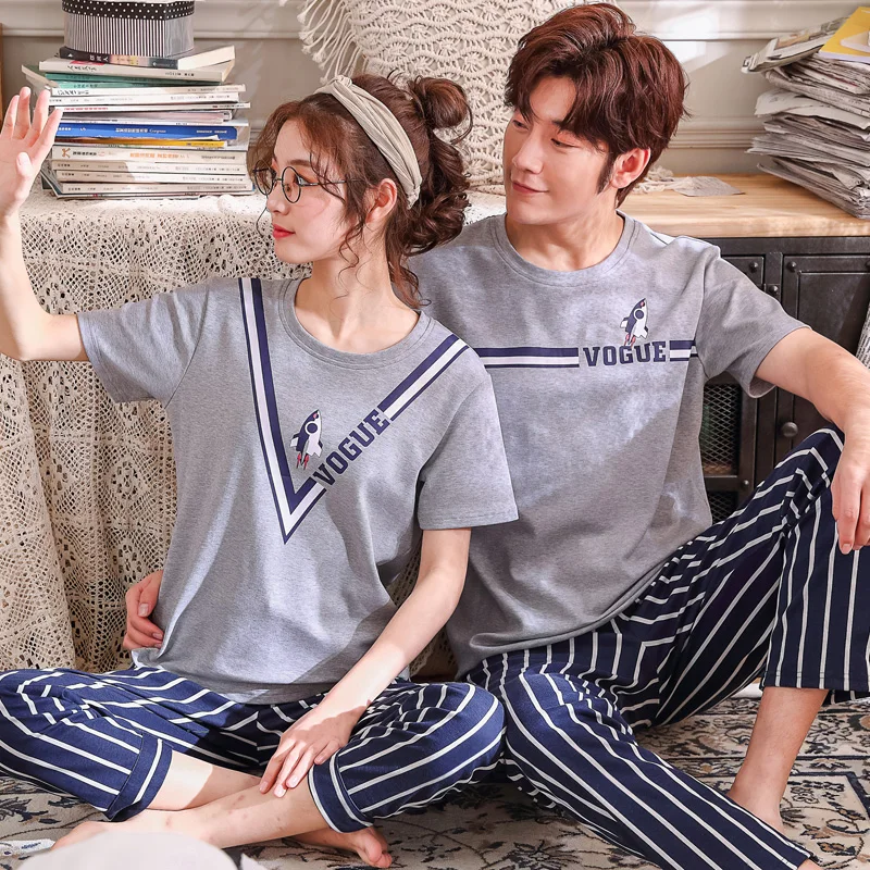 Couple Pajama Sets Summer Sleepwear 100%Cotton Striped Pajamas Short Top+Long Pants 2 Pieces Set Lovers Homewear Plus Size M-3XL
Couple Pajama Sets Summer Sleepwear 100%Cotton Striped Pajamas Short Top+Long Pants 2 Pieces Set Lovers Homewear Plus Size M-3XL