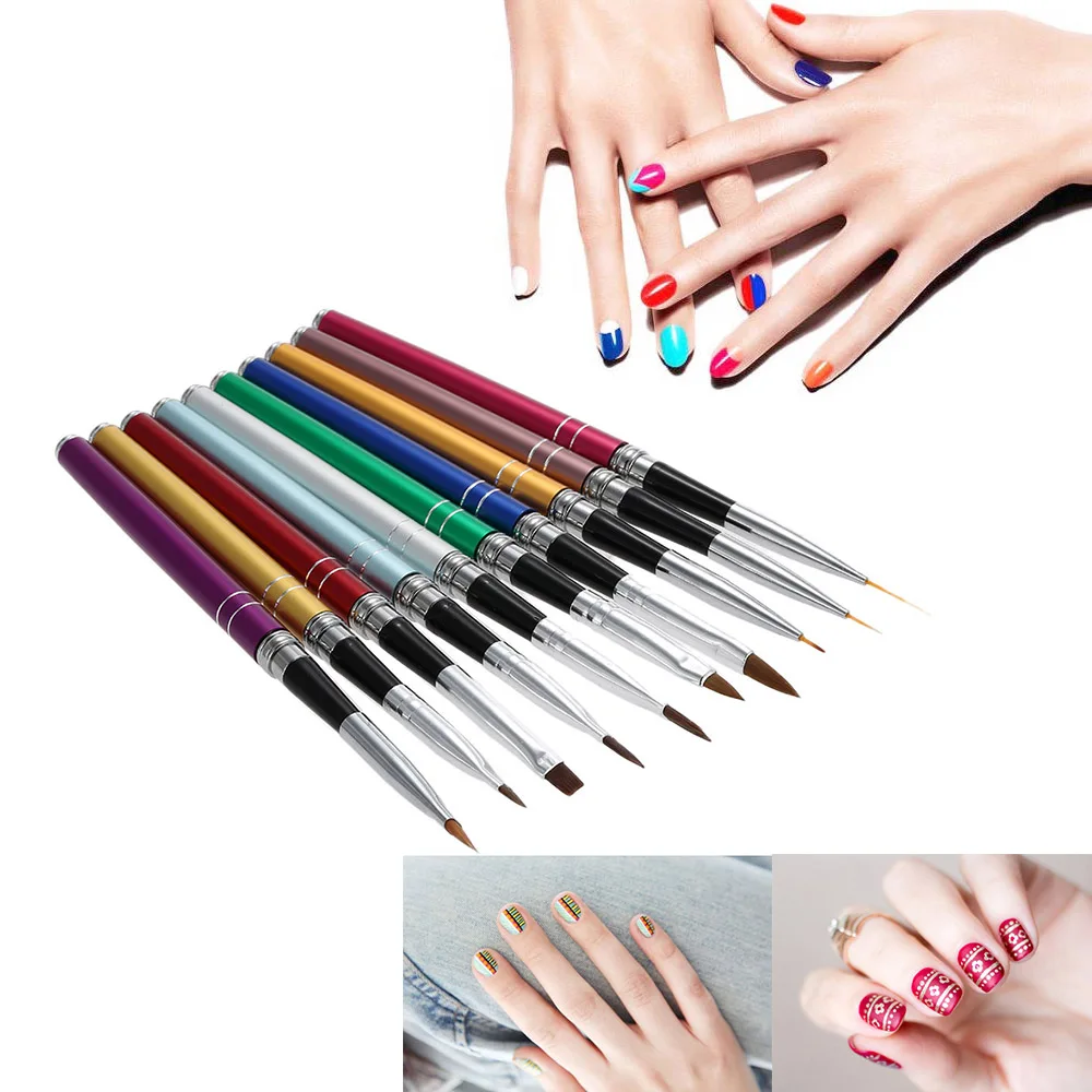 10pcs/lot Nail Art Brush Pen Metal Handle Carving Powder Gel Liquid Salon Liner Nail Brush -35
10pcs/lot Nail Art Brush Pen Metal Handle Carving Powder Gel Liquid Salon Liner Nail Brush -35