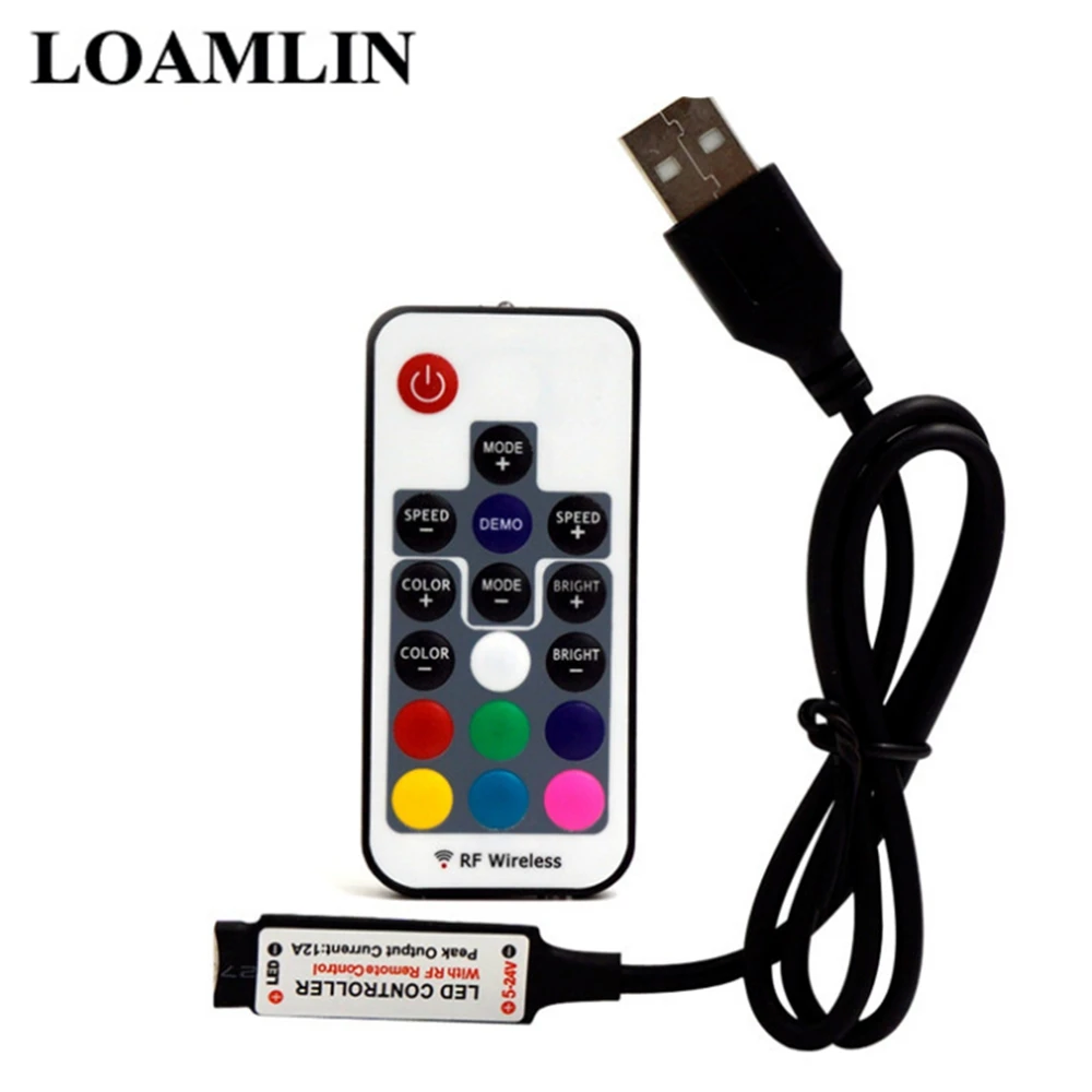 USB RGB LED Controller 17-Key DC5V-24V 12A Rf Wireless Mini Remote Control For RGB 3528 5050 Smd LED Strip
USB RGB LED Controller 17-Key DC5V-24V 12A Rf Wireless Mini Remote Control For RGB 3528 5050 Smd LED Strip