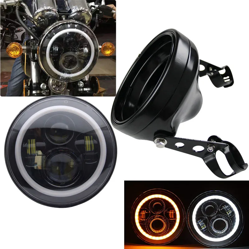7 Inch Halo Ring DRL LED Headlight Projector Headlamp Housing Mounting Bracket For Harley Chopper Cafe Racer Bobber Yamaha
7 Inch Halo Ring DRL LED Headlight Projector Headlamp Housing Mounting Bracket For Harley Chopper Cafe Racer Bobber Yamaha