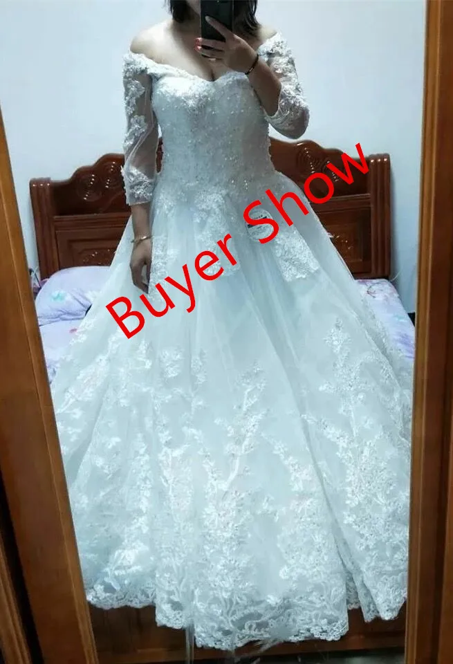 Custom Made Ball Gown Big Train Tulle Lace Beading Sequins Wedding Dresses with Sleeve Luxury Elegant Bridal Gown 2021 New GT07E
Custom Made Ball Gown Big Train Tulle Lace Beading Sequins Wedding Dresses with Sleeve Luxury Elegant Bridal Gown 2021 New GT07E
