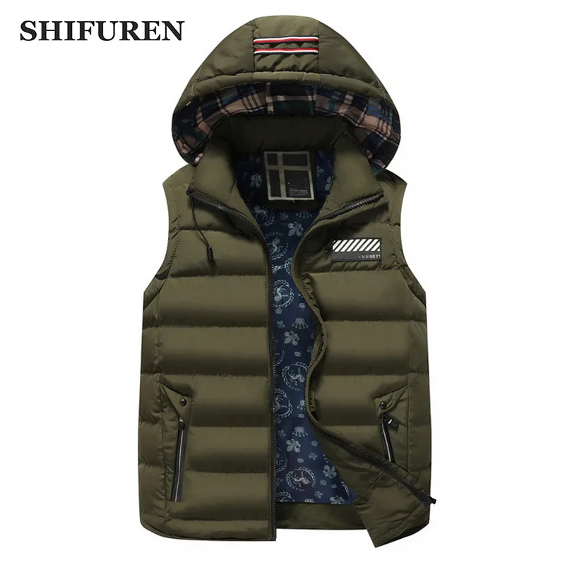 SHIFUREN Winter Causal Men Vest Thicken Warm Hooded Waistcoat Male Sleeveless Jacket Outerwear Hat Detachable Plus Size M-XXXL
SHIFUREN Winter Causal Men Vest Thicken Warm Hooded Waistcoat Male Sleeveless Jacket Outerwear Hat Detachable Plus Size M-XXXL