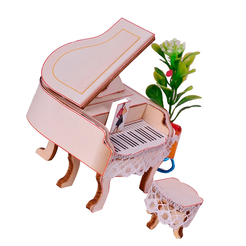 1:24 Mini Beige Piano Stool Set Dollhouse Miniature Music Room Instruments Decor Accessories | Игрушки и хобби