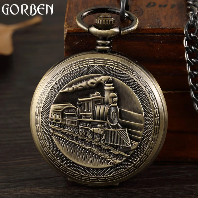 Vintage Bronze Train Front Design Mechanical Pocket Watch Carving Retro Pocket Watch Necklace Pendant FOB Chain Men Women Clock
Vintage Bronze Train Front Design Mechanical Pocket Watch Carving Retro Pocket Watch Necklace Pendant FOB Chain Men Women Clock