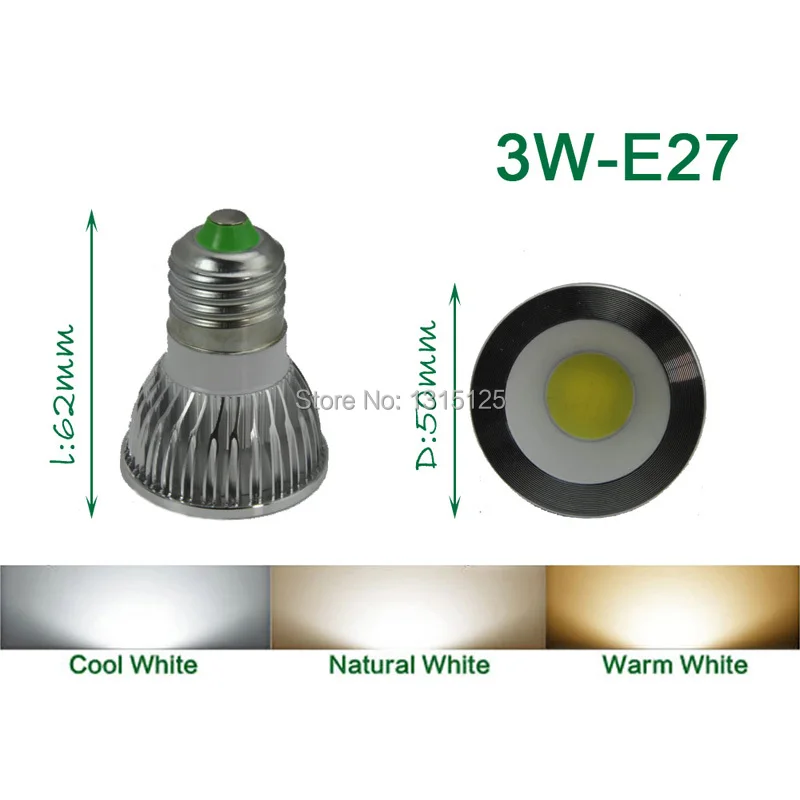 E27 LED Spotlight COB, 3W Spot light lamp Warm/Cold Whtie indoor Bulb Lights CE ROHS Warranty 3 years X 4PCS
E27 LED Spotlight COB, 3W Spot light lamp Warm/Cold Whtie indoor Bulb Lights CE ROHS Warranty 3 years X 4PCS
