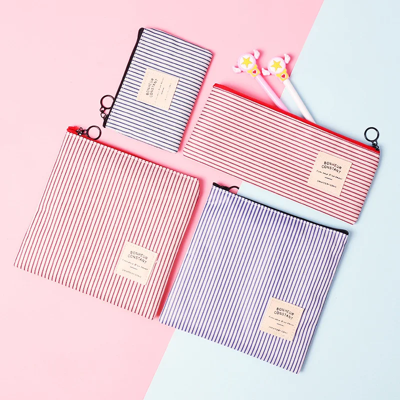 Cute Stripe file holder Fashion zipper Oxford Document bag pencil case Korean staionery office school supplies ZAKKA
Cute Stripe file holder Fashion zipper Oxford Document bag pencil case Korean staionery office school supplies ZAKKA