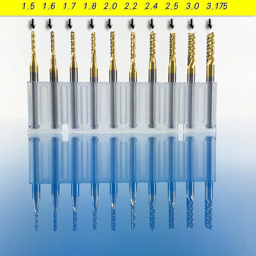 New high quality PCB tungsten steel milling cutter 10pcs/set Engraving machine milling cutter, titanium plated PCB drill bit
New high quality PCB tungsten steel milling cutter 10pcs/set Engraving machine milling cutter, titanium plated PCB drill bit