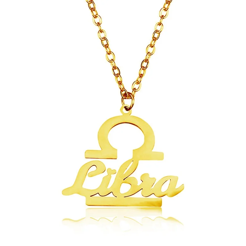 Stainless steel twelve constellation pendant necklace gold Libra letter necklace men and women jewelry Valentine's Day gift
Stainless steel twelve constellation pendant necklace gold Libra letter necklace men and women jewelry Valentine's Day gift