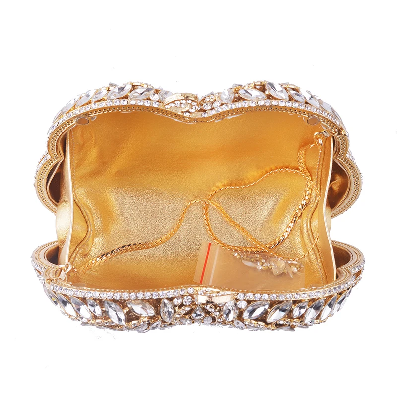 100% Handmade Gold Metal Diamond Evening Clutch Bag Women Luxury Hollow Out White Crystal Evening Clutches Bag Female Handbags
100% Handmade Gold Metal Diamond Evening Clutch Bag Women Luxury Hollow Out White Crystal Evening Clutches Bag Female Handbags