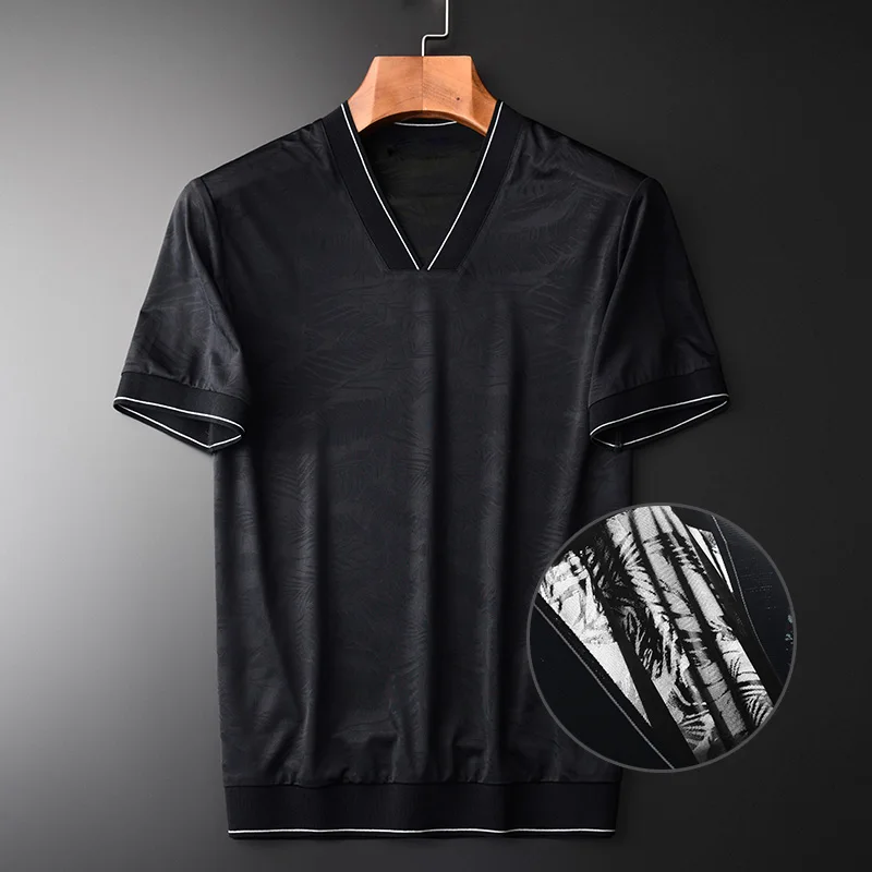 Minglu Jacquard Fabric Mens T-shirts Luxury V-neck Short Sleeve Man T-shirts Plus Size 4xl Summer Slim Fit Soft Silky Man Tee
Minglu Jacquard Fabric Mens T-shirts Luxury V-neck Short Sleeve Man T-shirts Plus Size 4xl Summer Slim Fit Soft Silky Man Tee
