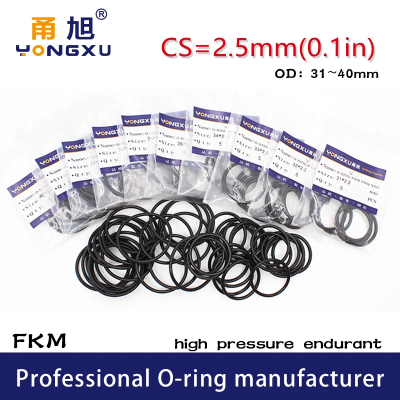5PCS/lot Fluorine rubber Ring Black FKM Orings Seals CS2.5mm OD31/32/33/34/35/36/37/38/39/40*2.5mm Gaskets Oil Sealing Washer
5PCS/lot Fluorine rubber Ring Black FKM Orings Seals CS2.5mm OD31/32/33/34/35/36/37/38/39/40*2.5mm Gaskets Oil Sealing Washer