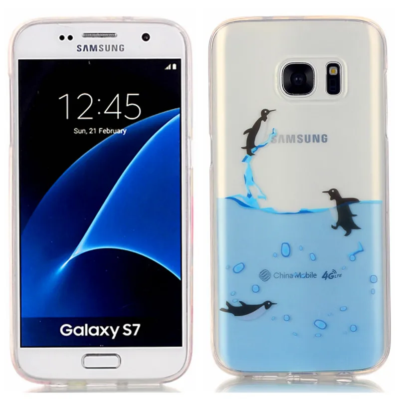 Для samsung S 7 G930f силиконовый чехол Цветной прозрачный мягкий ТПУ для задней крышки
