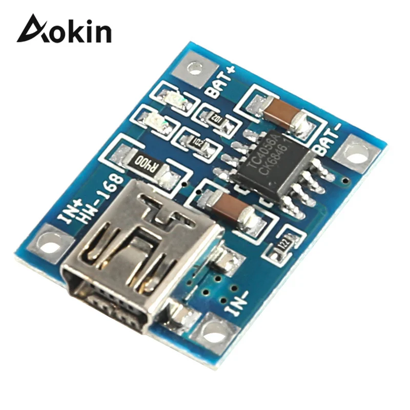 Aokin TP4506 Lithium Battery Charger MINI USB Module 5V 1A TP4056 Charging Board With Protection Dual Functions 1A TC4056
Aokin TP4506 Lithium Battery Charger MINI USB Module 5V 1A TP4056 Charging Board With Protection Dual Functions 1A TC4056