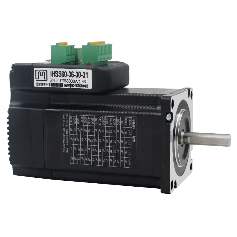 JMC iHSS60-36-30 NEMA24 3 Нм 425 унции. Встроенный шаговый двигатель с замкнутым контуром и драйвером 36 В постоянного тока
JMC iHSS60-36-30 NEMA24 3 Нм 425 унции. Встроенный шаговый двигатель с замкнутым контуром и драйвером 36 В постоянного тока