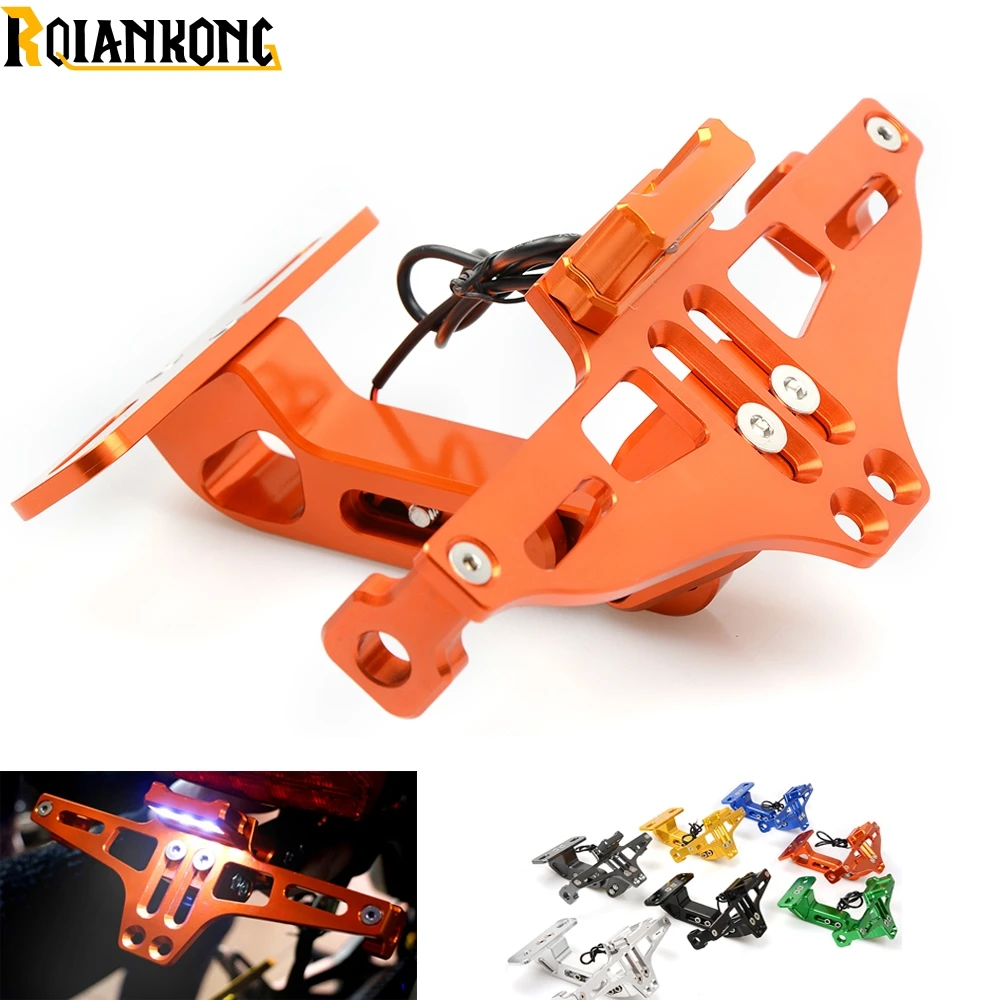 CNC Aluminum Motorcycle Rear License Plate Mount Holder with LED Light For 200 250 390 690 990 RC SMC/SMCR Enduro R
CNC Aluminum Motorcycle Rear License Plate Mount Holder with LED Light For 200 250 390 690 990 RC SMC/SMCR Enduro R