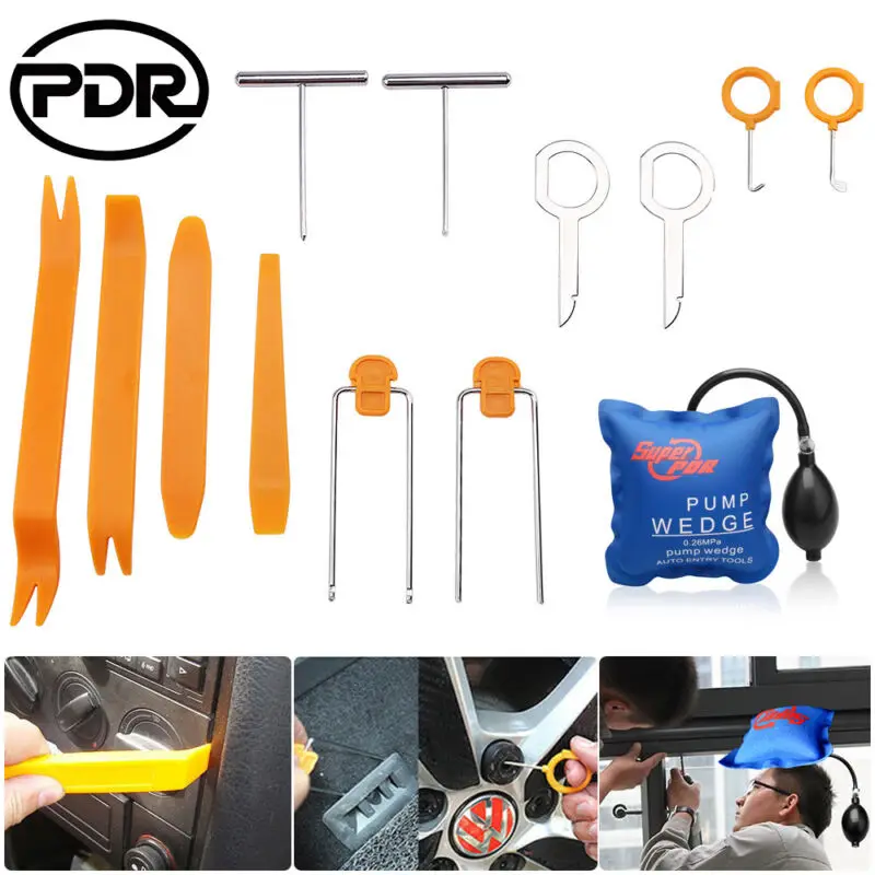 Super PDR Tools Kit Panel Removal Dash Door Radio Pump Wedge Tools Set Dent Réparation Ensemble Locksmith Supplies
Super PDR Tools Kit Panel Removal Dash Door Radio Pump Wedge Tools Set Dent Réparation Ensemble Locksmith Supplies