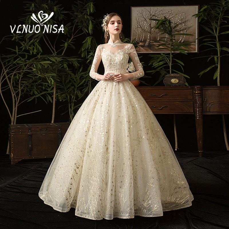 High-Quality Shiny Gold Embroidery Wedding Dress Appliques Lace Robe De Mariee Plus Size Bridal Ball Gown Vestido De Noiva 35
High-Quality Shiny Gold Embroidery Wedding Dress Appliques Lace Robe De Mariee Plus Size Bridal Ball Gown Vestido De Noiva 35
