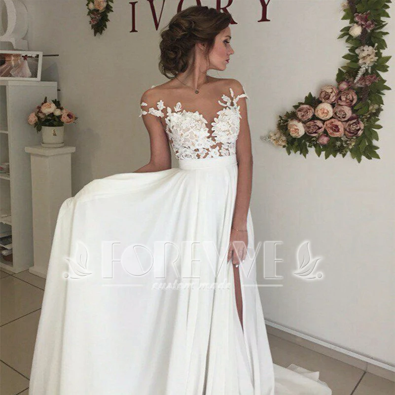 Sexy Sheer Appliques Wedding Dress 2019 White A-Line Bridal Gown Vestido De Noiva Wedding Party Dresses Turkey Brautkleid
Sexy Sheer Appliques Wedding Dress 2019 White A-Line Bridal Gown Vestido De Noiva Wedding Party Dresses Turkey Brautkleid