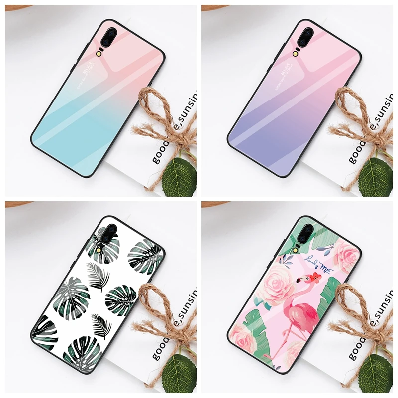Фото Жесткий чехол из глянцевого стекла для телефона Huawei Mate 20 10 Pro P20 Lite Nova 3 3i с милым