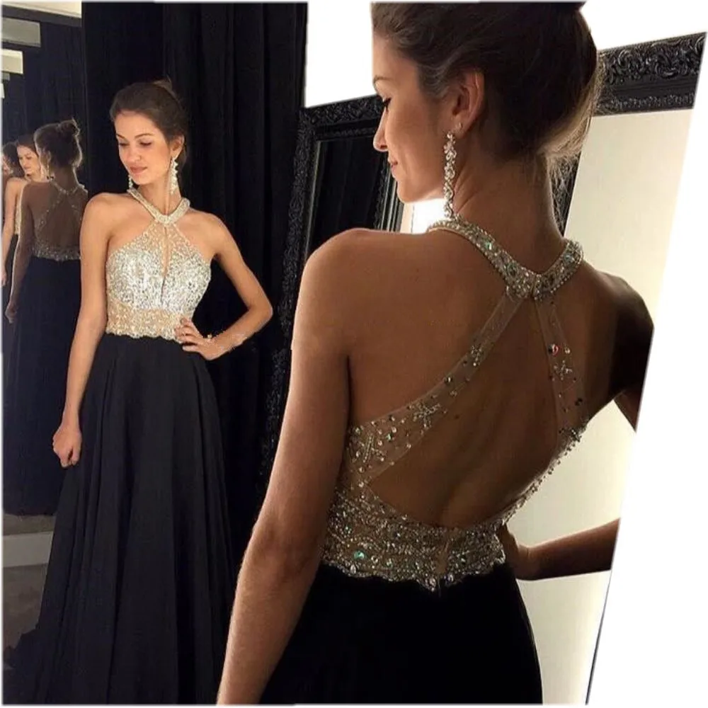 Sexy A-Line Black Prom Dresses 2020 Long Halter Beaded Backless vestidos de fiesta Formal Evening Gown Party Pageant Dresses
Sexy A-Line Black Prom Dresses 2020 Long Halter Beaded Backless vestidos de fiesta Formal Evening Gown Party Pageant Dresses