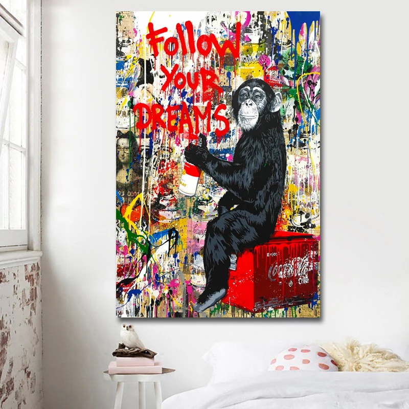 Современная картина с граффити Follow Your Dreams настенный художественный плакат и