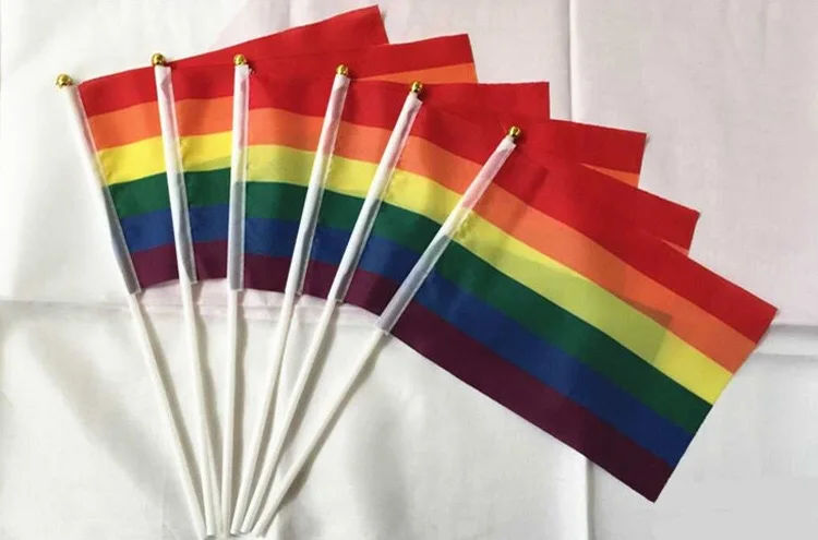 14*21cm gay pride Small national flag rainbow hand waving flags With Plastic Flagpoles For Sports Parade Decor
14*21cm gay pride Small national flag rainbow hand waving flags With Plastic Flagpoles For Sports Parade Decor
