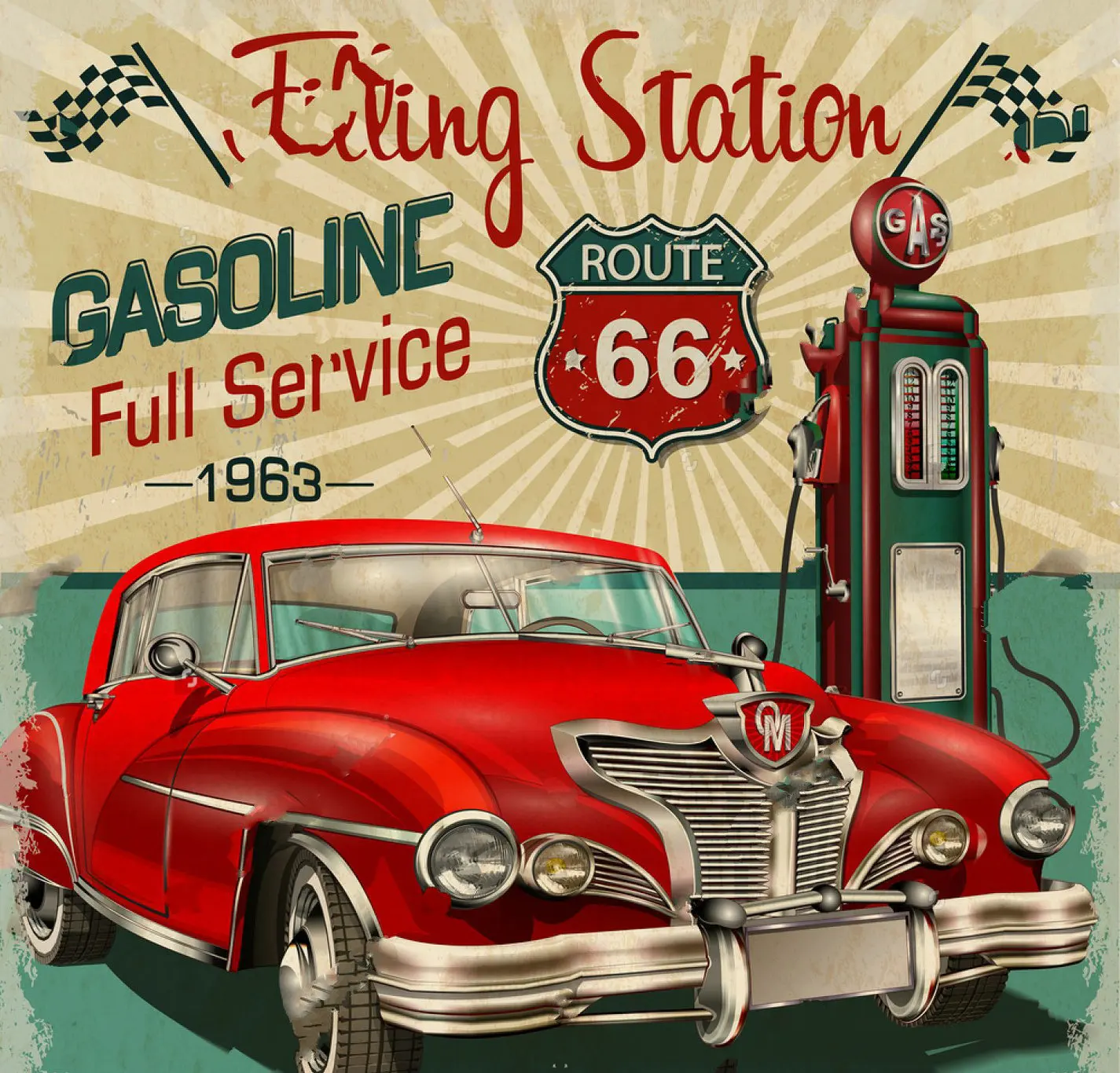 Route 66 заправочная станция Ретро Флаг старый винтажный фон Высокое качество компьютерная печать вечерние фон
Route 66 заправочная станция Ретро Флаг старый винтажный фон Высокое качество компьютерная печать вечерние фон