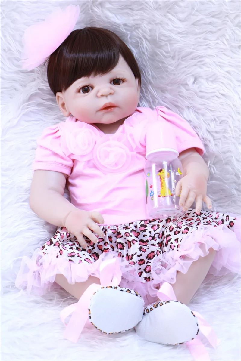 55cm Full Body Silicone Reborn Girl Baby Doll Toys Lifelike Baby-Reborn princess bebe Gift reborn silicone inteiro child gift