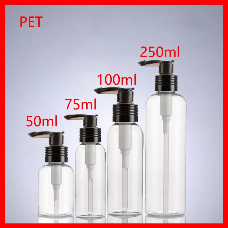 50/75/100/250ML Clear PET empty plastic bottle w lotion pump makeup container cosmetic Refillable Bottles
50/75/100/250ML Clear PET empty plastic bottle w lotion pump makeup container cosmetic Refillable Bottles