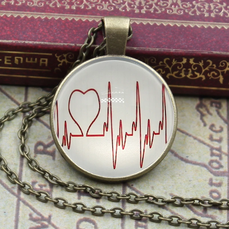 Новый бренд ювелирных изделий сердцебиение ECG сердце очаровательное стекло