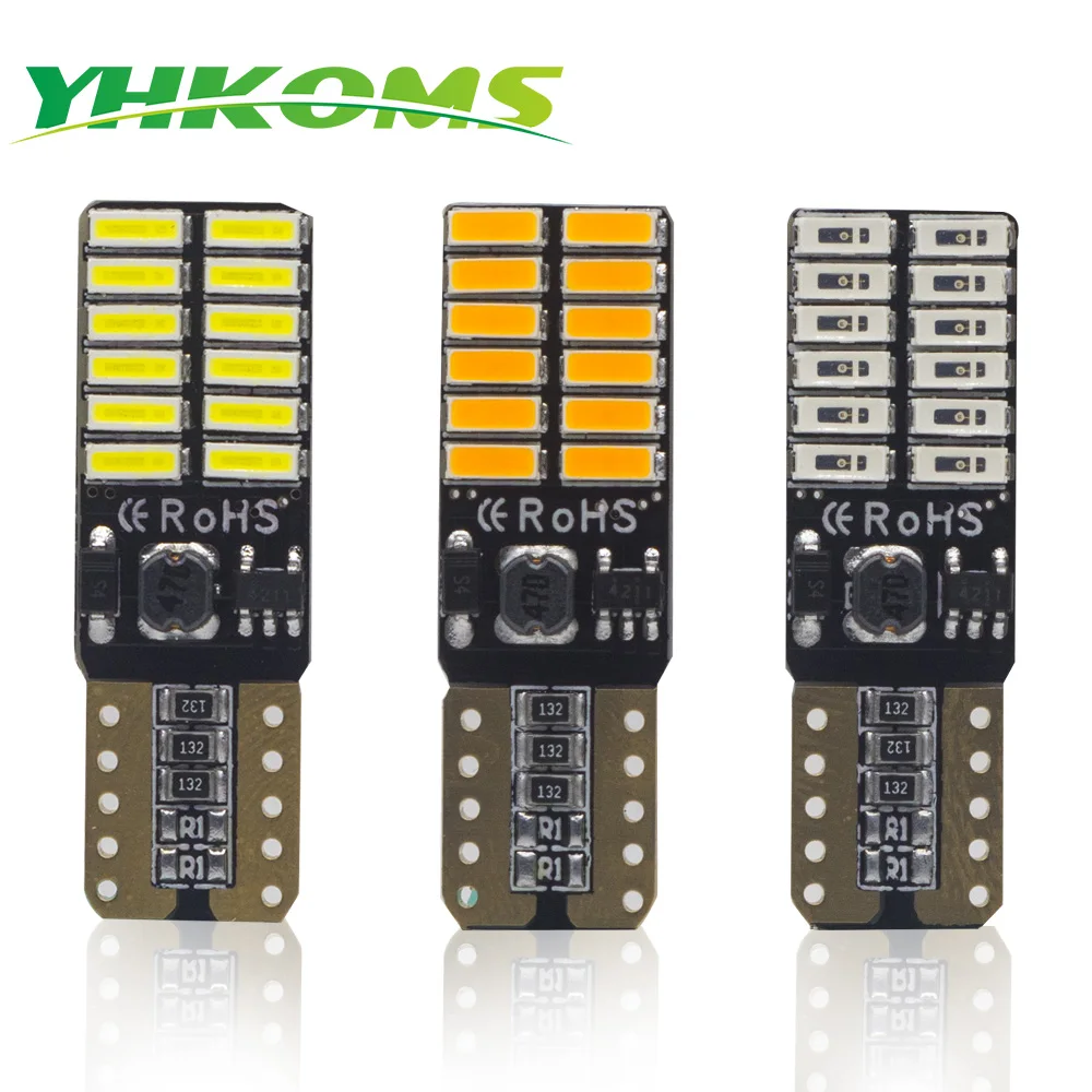 YHKOMS 2 шт. T10 Светодиодные лампы W5W 194 168 светодиодные лампы 4014SMD белый Янтарный Желтый Красный Автомобильный купол интерьерная лампа для чтения 12 В Canbus
YHKOMS 2 шт. T10 Светодиодные лампы W5W 194 168 светодиодные лампы 4014SMD белый Янтарный Желтый Красный Автомобильный купол интерьерная лампа для чтения 12 В Canbus