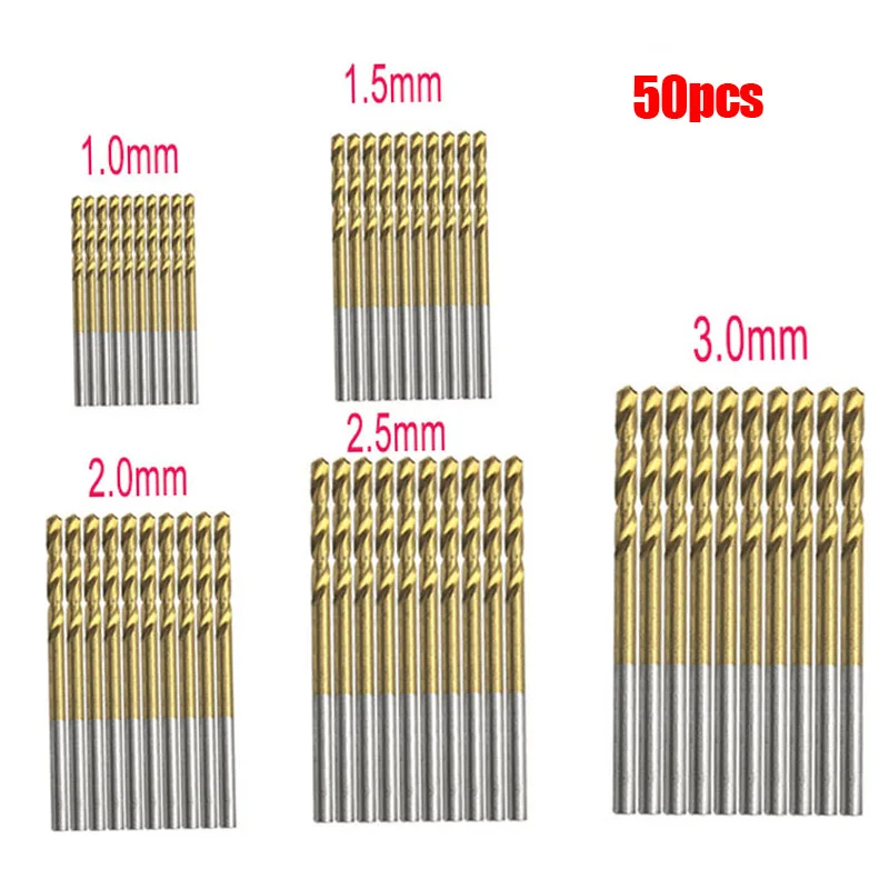50Pcs Titanium Coated HSS High Speed Steel Drill Bits Set Power Tools 1mm 1.5mm 2mm 2.5mm 3mm
50Pcs Titanium Coated HSS High Speed Steel Drill Bits Set Power Tools 1mm 1.5mm 2mm 2.5mm 3mm
