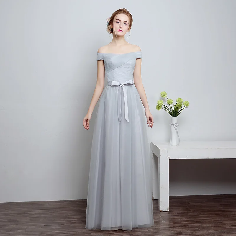Simple Tulle Gray Off The Shoulder Lace Up Vestidos De Festa Backless A Line Long Bridesmaid Dresses Wedding Party Gowns
Simple Tulle Gray Off The Shoulder Lace Up Vestidos De Festa Backless A Line Long Bridesmaid Dresses Wedding Party Gowns