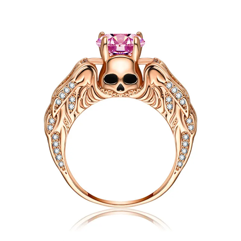 Women's Skull Ring Plated Princess Black Zircon Wedding Punk Jewelry | Украшения и аксессуары