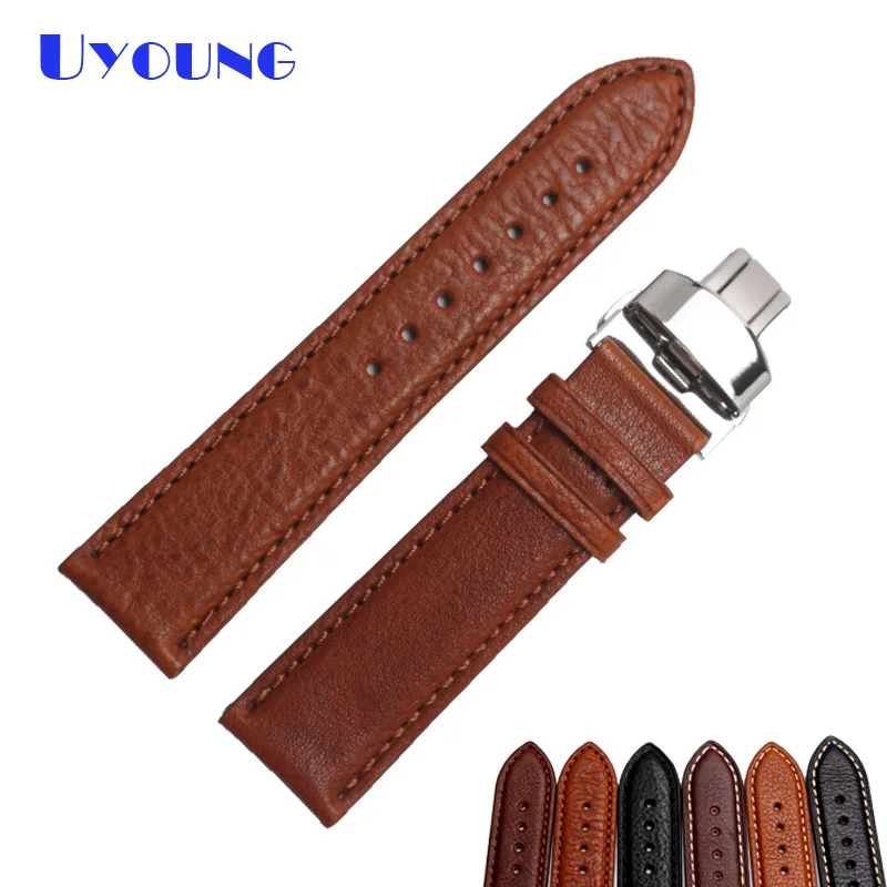 18mm 20mm 22mm 24mm Quality Genuine Leather Watchband mens leather bracelet accessories black watch belt | Наручные часы