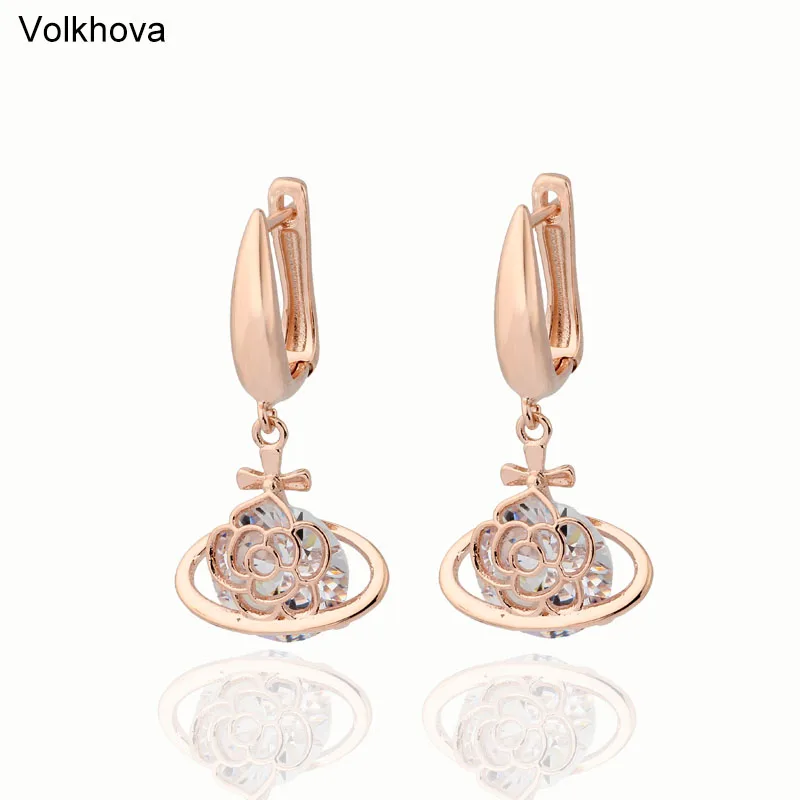 

Luxury Quality Jewelry Rose Flower Earrings For Women Original Jewelry AAA Cubic Zircon Wholesales Fashion Jewelry