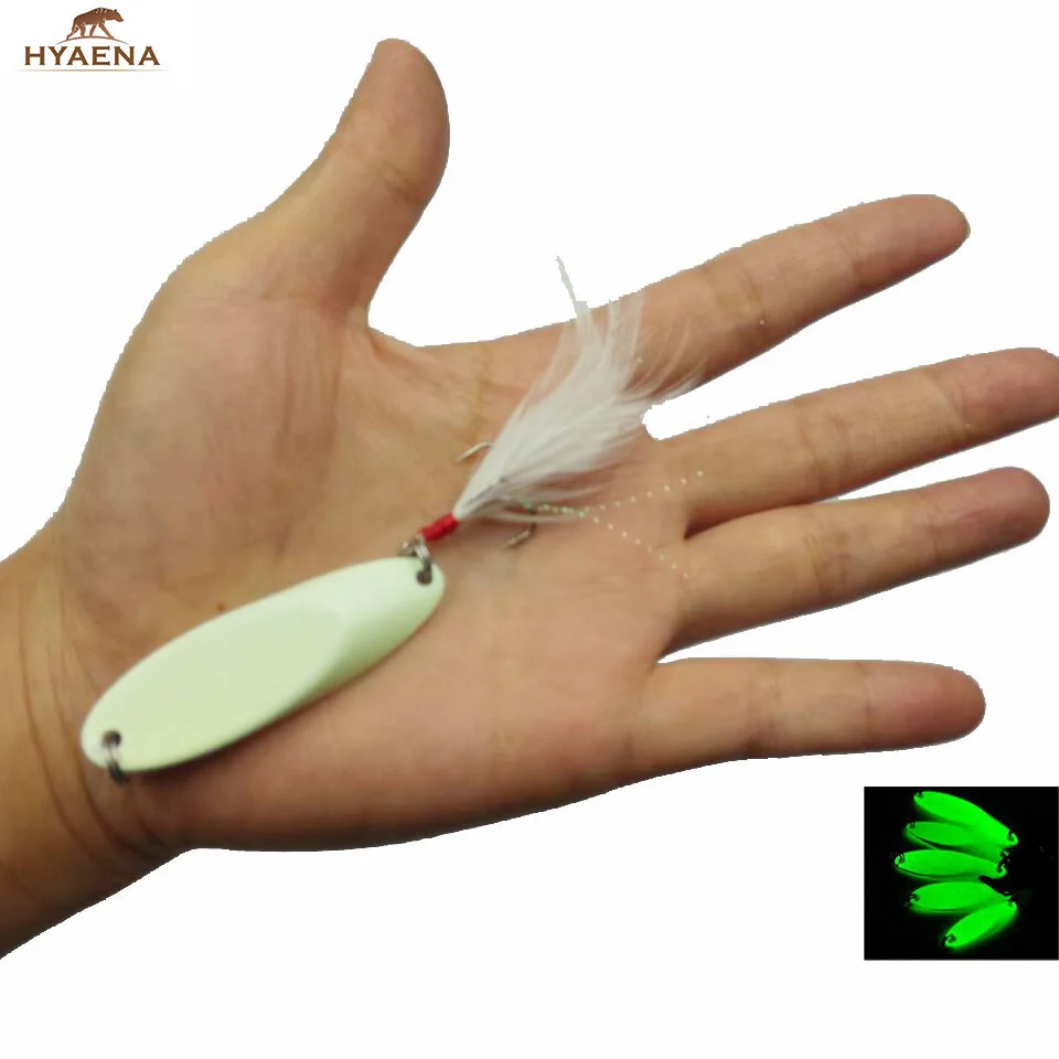 Hyaena 5Pcs/lot Luminous Fishing Lures Winter Spoon Lures Metal Lure With Feather Spoon Spinner Deep Water Lures
Hyaena 5Pcs/lot Luminous Fishing Lures Winter Spoon Lures Metal Lure With Feather Spoon Spinner Deep Water Lures