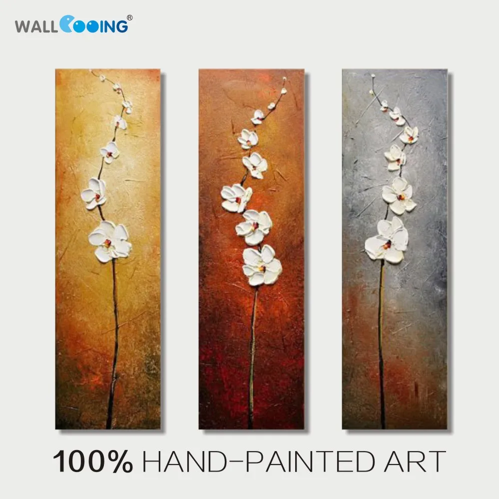 100% hand-painted 3 panel abstract Vertical white flowers oil painting canvas decoration picture wall art modern home paintings
100% hand-painted 3 panel abstract Vertical white flowers oil painting canvas decoration picture wall art modern home paintings