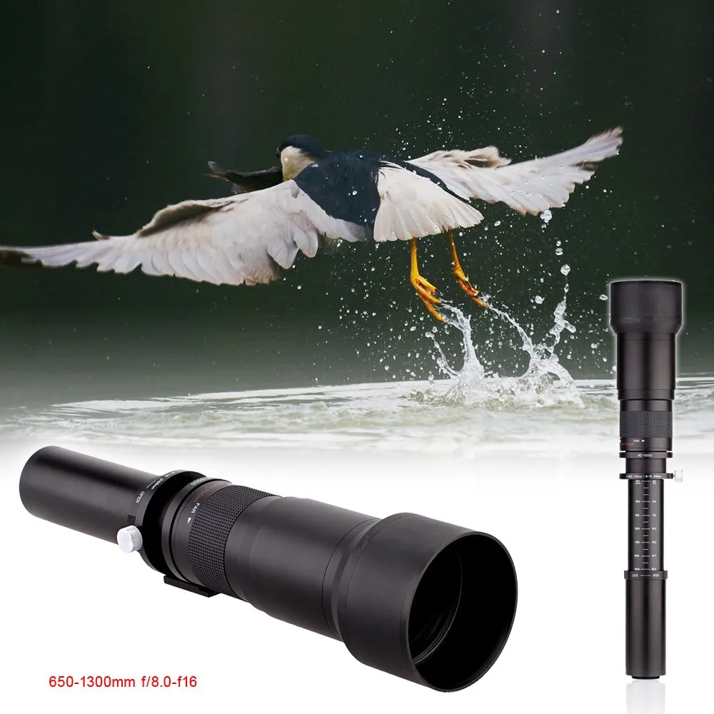 Lightdow 650-1300mm Camera Lens F8.0-16 Ultra Telephoto Zoom Lens with T-Mount for DSLR Camera
Lightdow 650-1300mm Camera Lens F8.0-16 Ultra Telephoto Zoom Lens with T-Mount for DSLR Camera