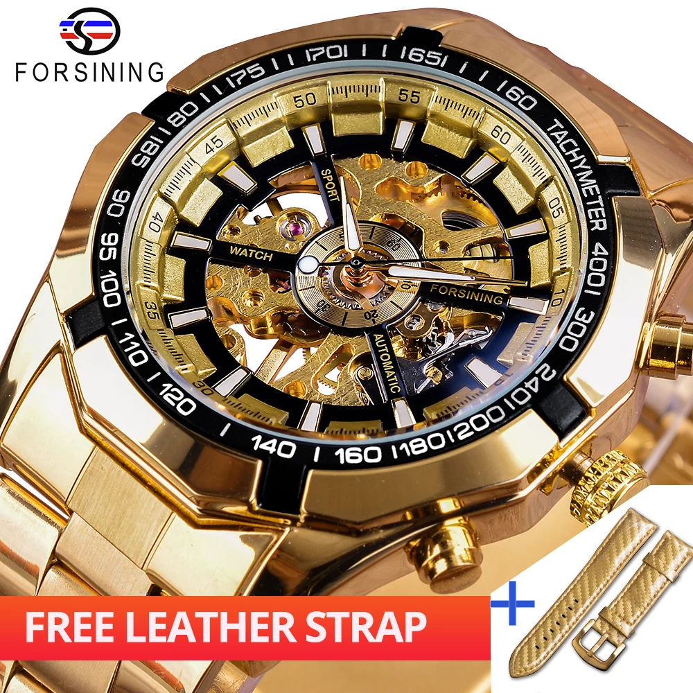 Forsining Watch +Band Set Combination Sport Racing Golden Wristwatches Royal Men Watches Creative Mechanical Skeleton Male Clock
Forsining Watch +Band Set Combination Sport Racing Golden Wristwatches Royal Men Watches Creative Mechanical Skeleton Male Clock