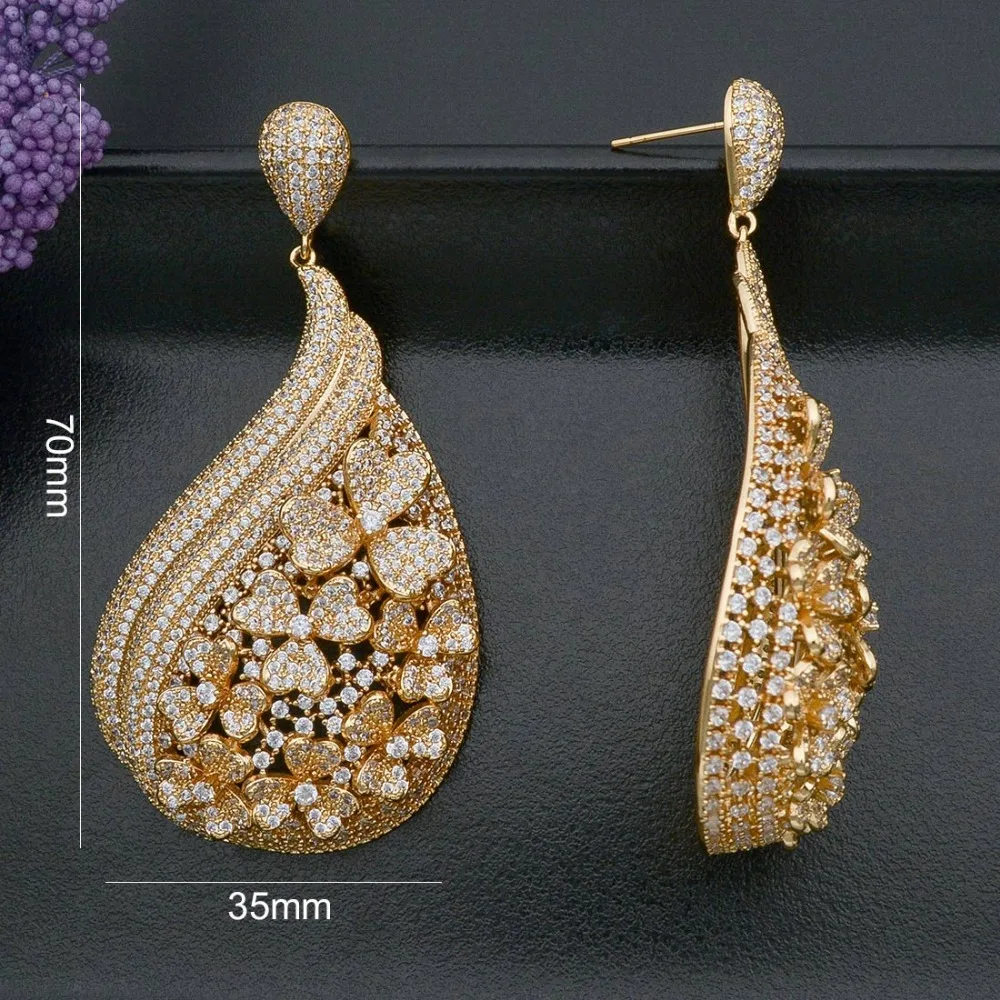 ModemAngel 70mm Trendy Flower Luxury Water Drop Women Earring Wedding Ceremoney Jewelry Full Mirco Cubic Zirconia
ModemAngel 70mm Trendy Flower Luxury Water Drop Women Earring Wedding Ceremoney Jewelry Full Mirco Cubic Zirconia