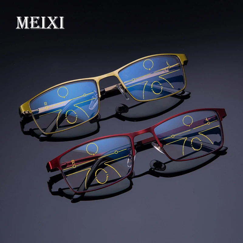 MEIXI Metal frame multi focus glasses progressive resin lens women men Anti-blue light reading glasses +1.0 1.5 2.0 2.5 3.0 3.5
MEIXI Metal frame multi focus glasses progressive resin lens women men Anti-blue light reading glasses +1.0 1.5 2.0 2.5 3.0 3.5