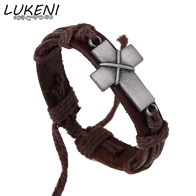 LUKENI Fashion Leather Bracelet Men Jewelry Metal Cross Charm Handmade Bracelet Paracord Chakra Bracelets & Bangles Women SL034
LUKENI Fashion Leather Bracelet Men Jewelry Metal Cross Charm Handmade Bracelet Paracord Chakra Bracelets & Bangles Women SL034