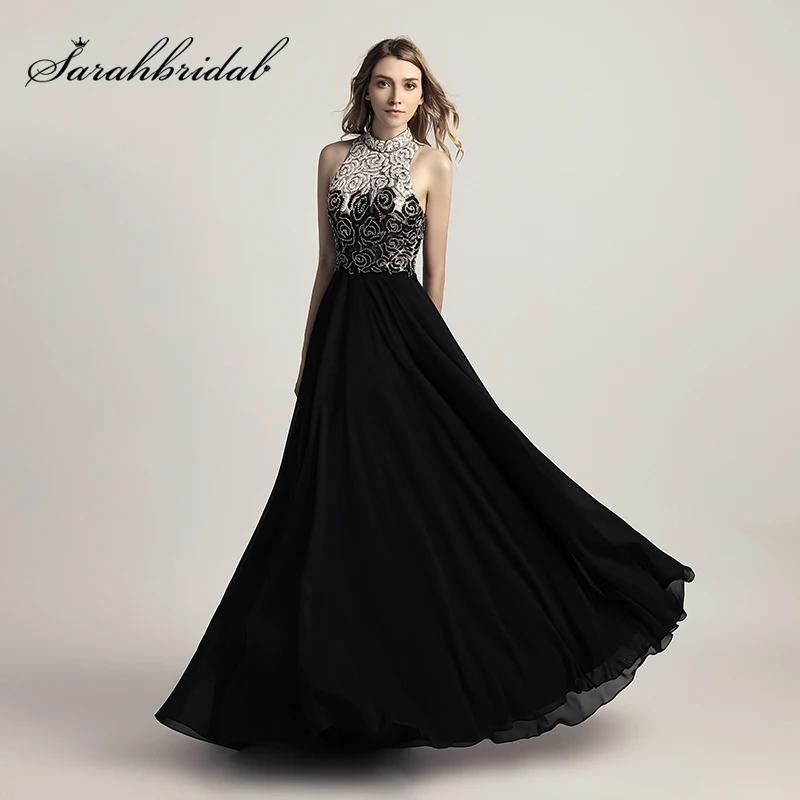 In Stock New Chiffon Black Long Prom Dresses Beading High Neck Open A Line Formal Evening Cheap Spring Party Gown Vestidos LX419
In Stock New Chiffon Black Long Prom Dresses Beading High Neck Open A Line Formal Evening Cheap Spring Party Gown Vestidos LX419